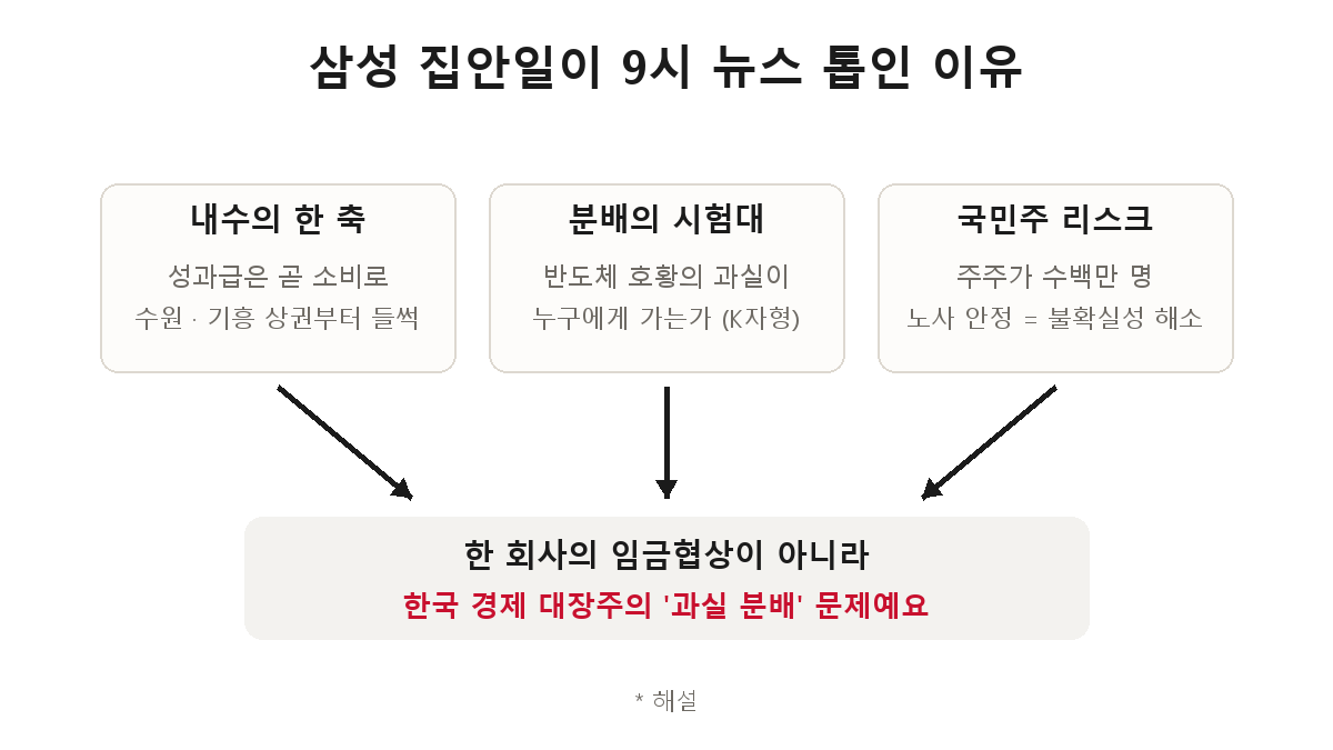 삼성 성과급 협상이 중요한 세 가지 이유 — 내수의 한 축, 분배의 시험대, 국민주 리스크